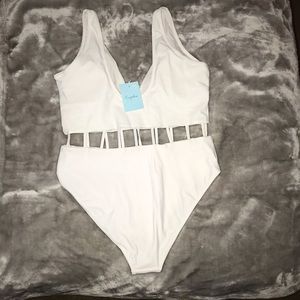 CUPSHE white one piece with cutout waist